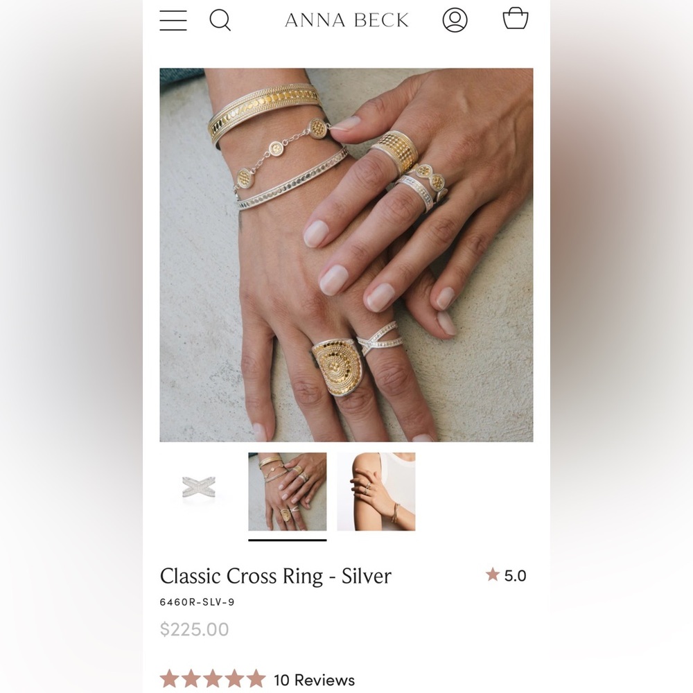 Anna Beck Two-Tone Pavé Ring Set in Gold & Silver - Picture 12 of 13